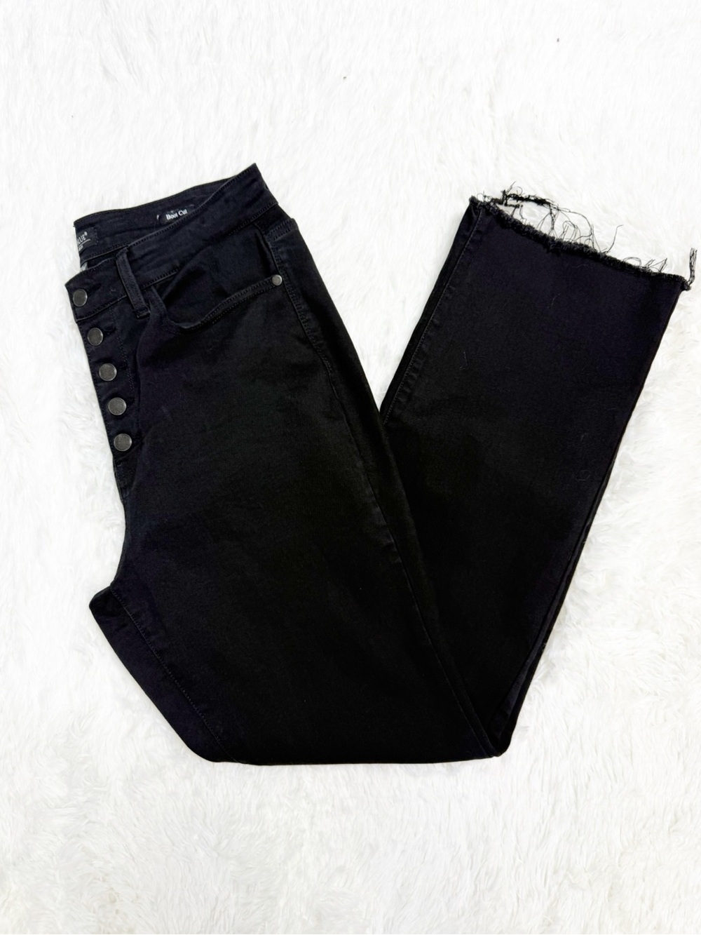 Judy Blue Black Bootcut Jeans Size 14W Raw Hem Stretch Denim